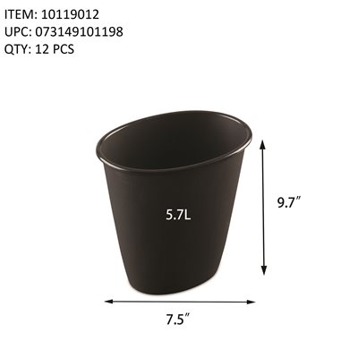 STERILITE 5.7L OVAL VANITY WASTEBASKET BLACK