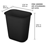 STERILITE 11.4L RECTANGULAR WASTEBASKET BLACK