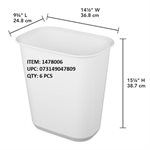 STERILITE 21L RECTANGULAR WASTEBASKET WHITE