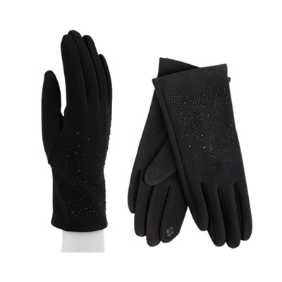 LADIES CASUAL TOUCH GLOVES WITH RHINESTONES