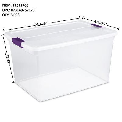 STERILITE LATCHING BOX 36QT / 62L CLEAR
