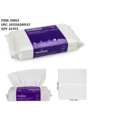 MODESS DISPOSABLE FACE TOWELS 30PCS 7.08"X7.8"