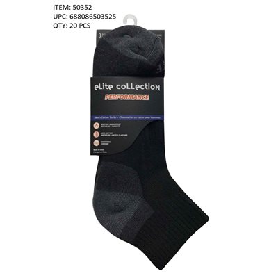 MEN 3PR QUARTER 1 / 2 CUSHION SOCK BLACK