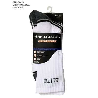 HOMME 3PR BAS SPORT MI-JAMBE 1 / 2 COUSSINE BLANC