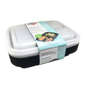 MEAL PREP CONTAINERS 3 COMPARTMENTS 20 PCS