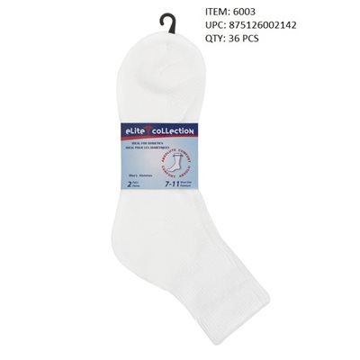 MEN 2PR DIABETIC ANKLE WHITE