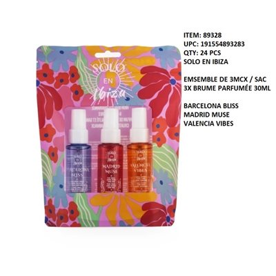 SOLO EN IBIZA 3PCS BODY MIST BAG SET