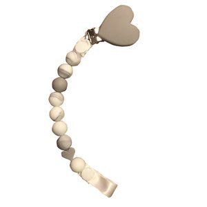 SILICONE PACIFIER HOLDER GREY MARBLE HEART