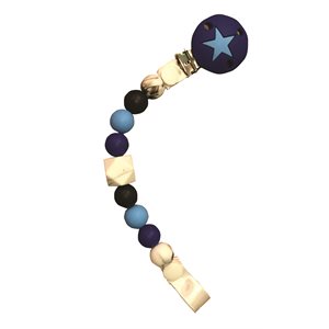 SILICONE PACIFIER HOLDER BLUE STAR BUTTON