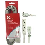 CORDON D'EXTENSION INTERIEUR 8PI ROBUSTE AVEC 3 PRISES